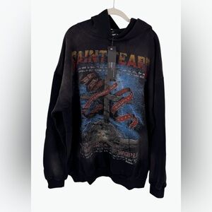 Saint Tears Mens Black Hoodie Size Large Motorcycle Heavyweight NWT